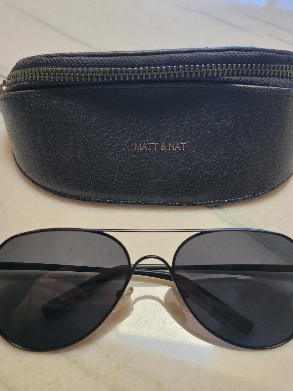 MATT & NAT Black Aviator Sunglasses with Case
